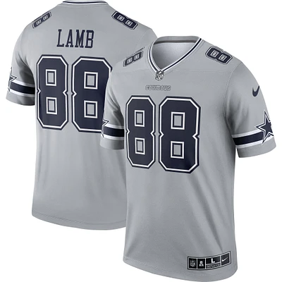 Men's Nike CeeDee Lamb  Gray Dallas Cowboys Inverted Legend Player Performance Top