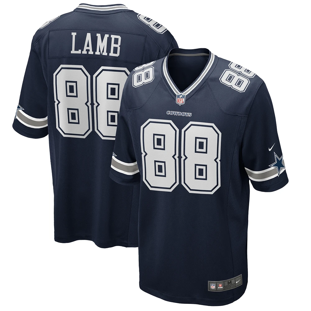 Maillot de match Nike CeeDee Lamb Navy pour hommes des Dallas Cowboys