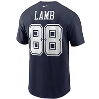 T-shirt avec nom et numéro Nike CeeDee Lamb Navy pour hommes des Dallas Cowboys