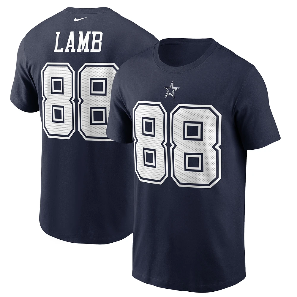 Men's Nike CeeDee Lamb Navy Dallas Cowboys Name & Number T-Shirt