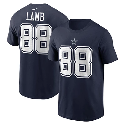 T-shirt avec nom et numéro de joueur des Dallas Cowboys Nike CeeDee Lamb Navy pour homme