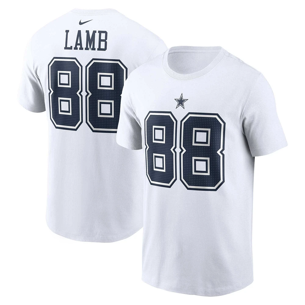 T-shirt avec nom et numéro du joueur Dallas Cowboys Nike CeeDee Lamb pour homme, blanc