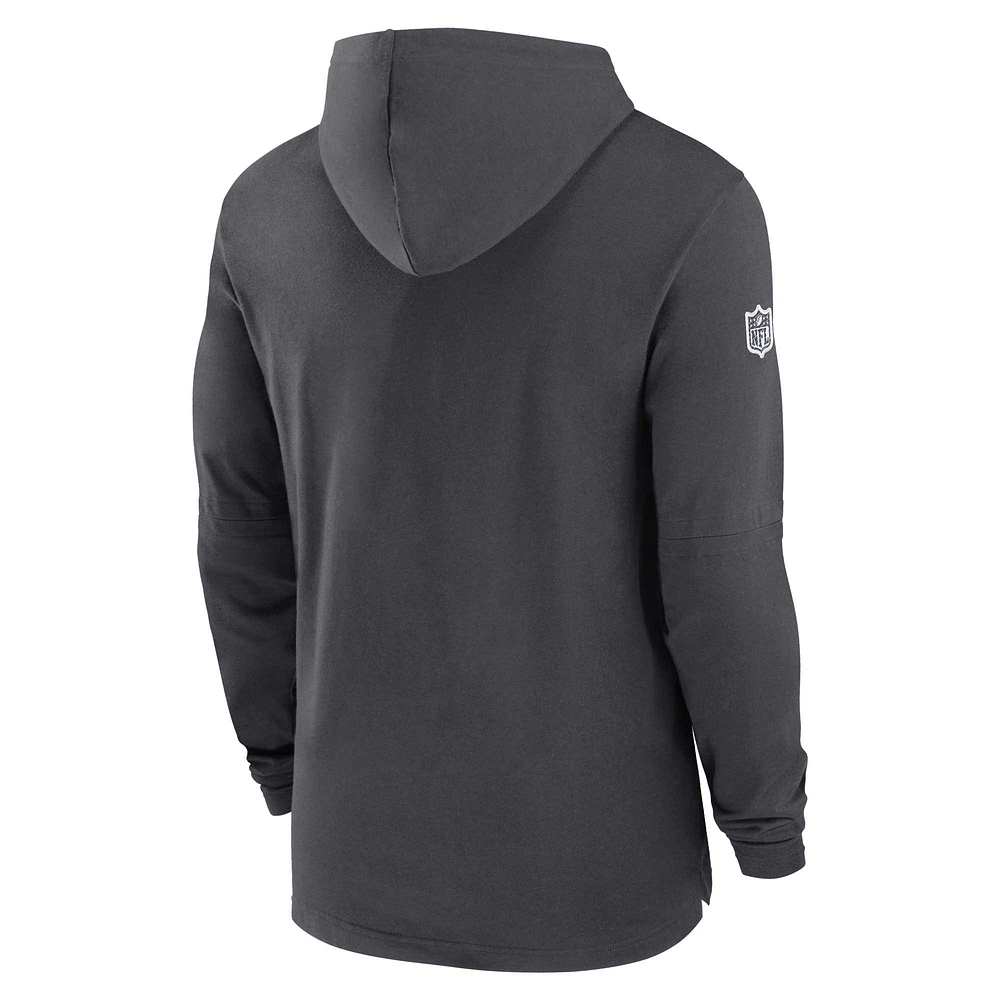 Men's Nike Charcoal Dallas Cowboys 2024/25 Sideline Performance Long Sleeve Hoodie T-Shirt