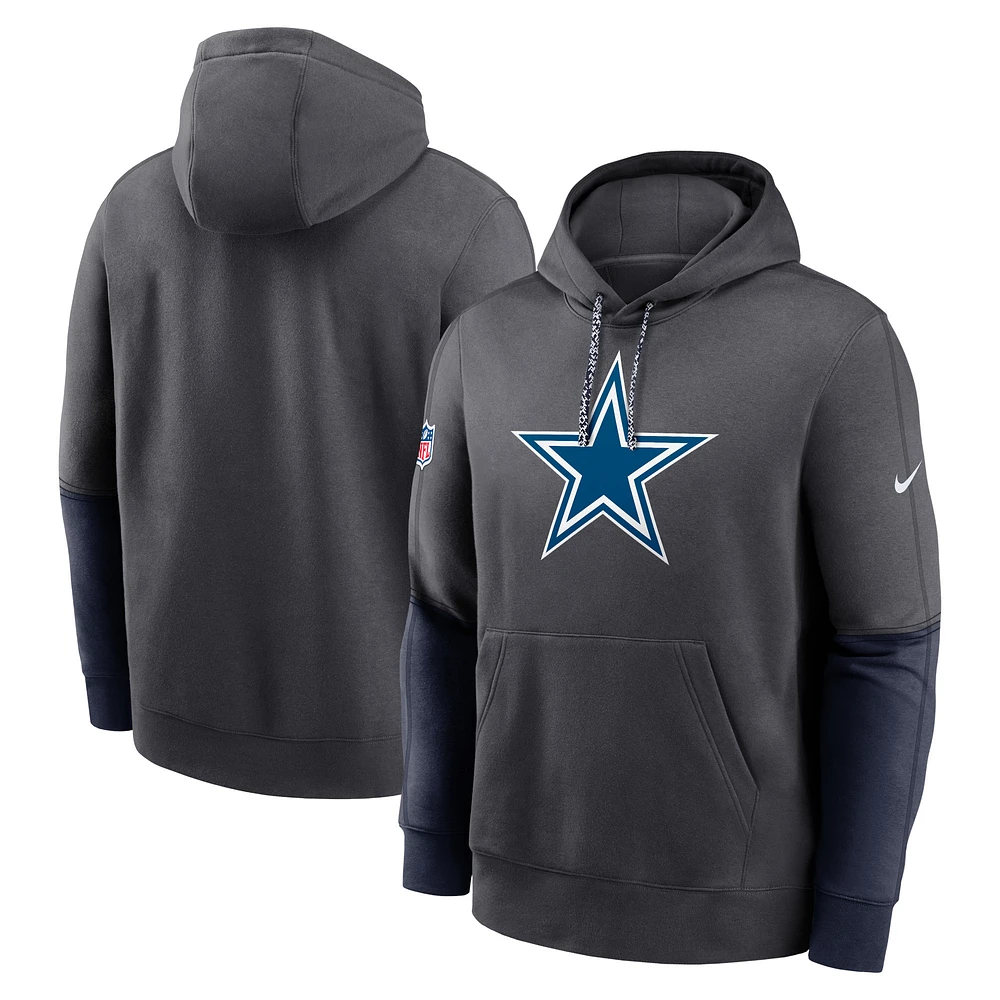 Sweat à capuche Nike anthracite Dallas Cowboys 2024 Sideline Club pour homme