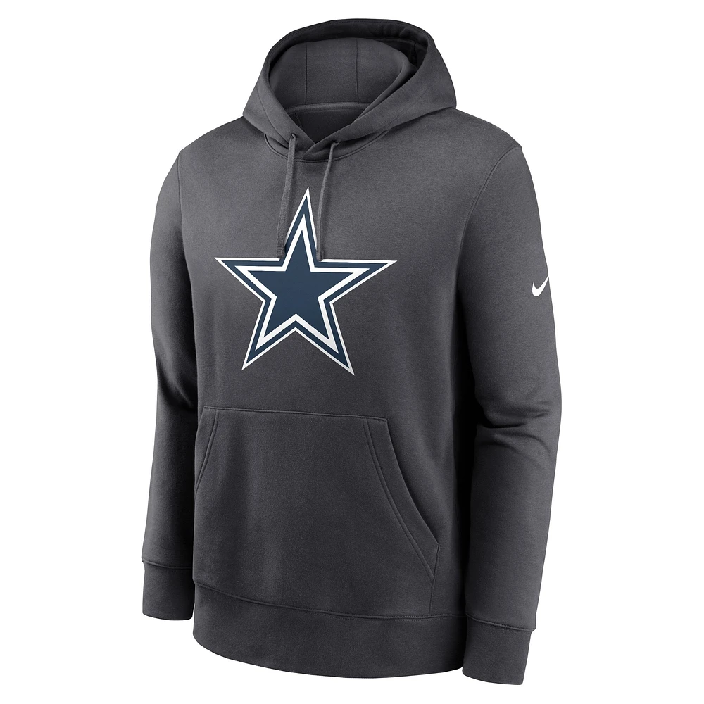 Men's Nike  Charcoal Dallas Cowboys Fan Gear Club Logo Pullover Hoodie