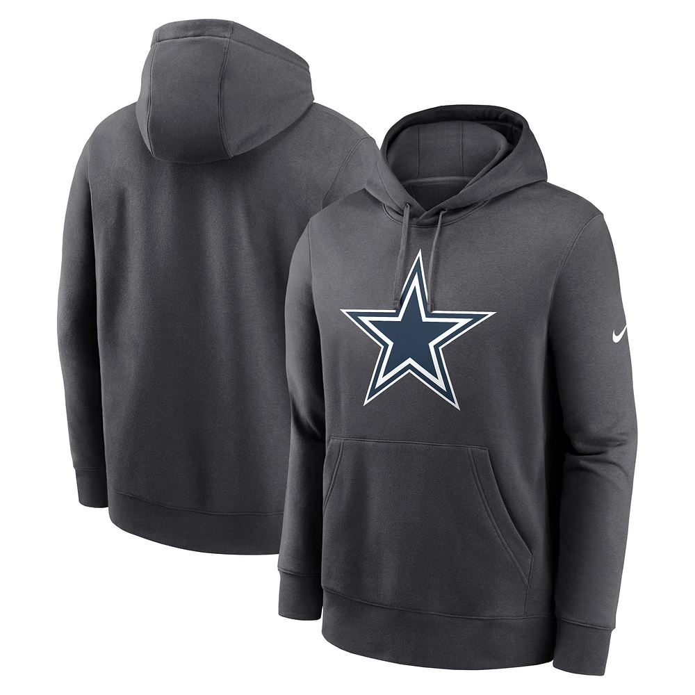 Sweat à capuche Nike Anthracite Dallas Cowboys Fan Gear Club Logo pour homme