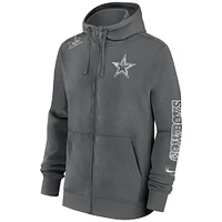 Men's Nike Charcoal Dallas Cowboys Multi Logo Full-Zip Hoodie