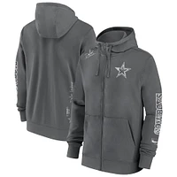 Sweat à capuche entièrement zippé Nike Anthracite Dallas Cowboys Multi Logo pour homme