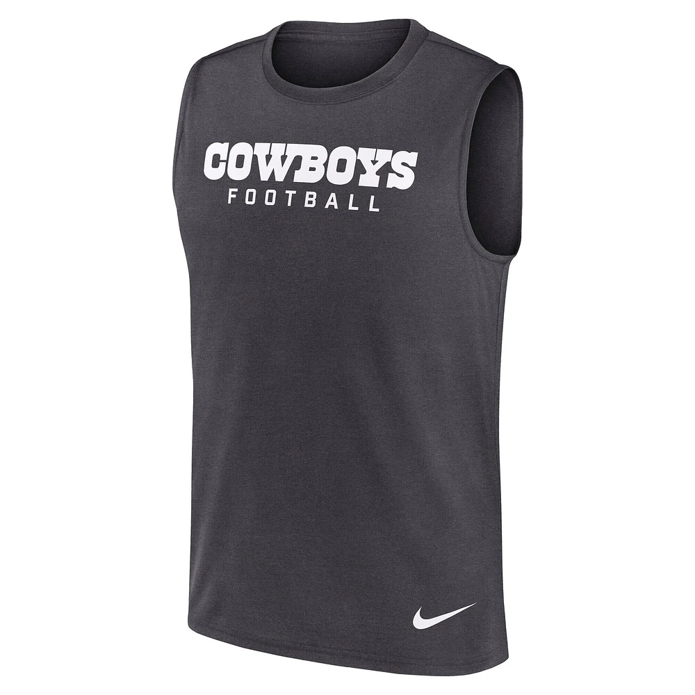 Débardeur Nike Primetime Legend Performance Muscle pour homme, couleur charbon des Cowboys de Dallas