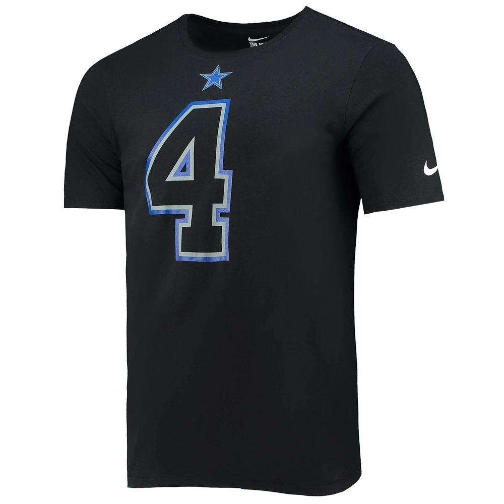 T-shirt avec nom et numéro Nike Dak Prescott pour hommes, noir, Dallas Cowboys