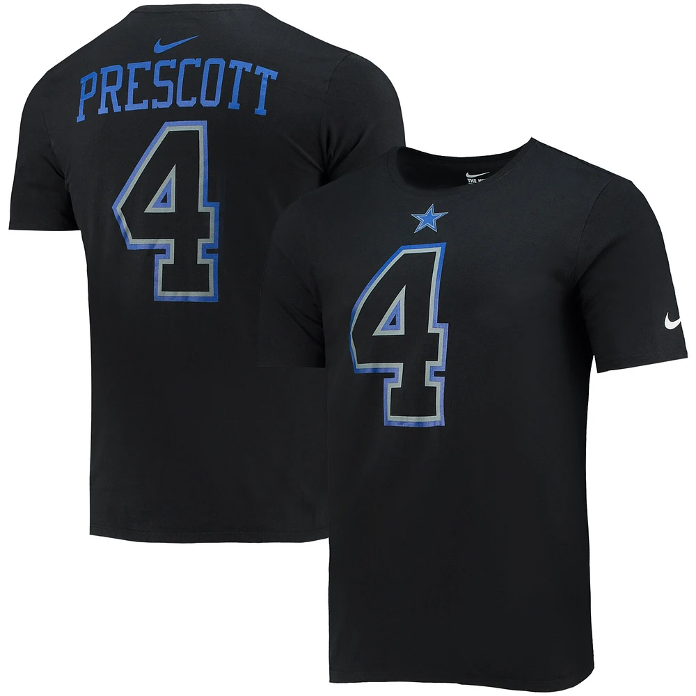 T-shirt avec nom et numéro Nike Dak Prescott pour hommes, noir, Dallas Cowboys