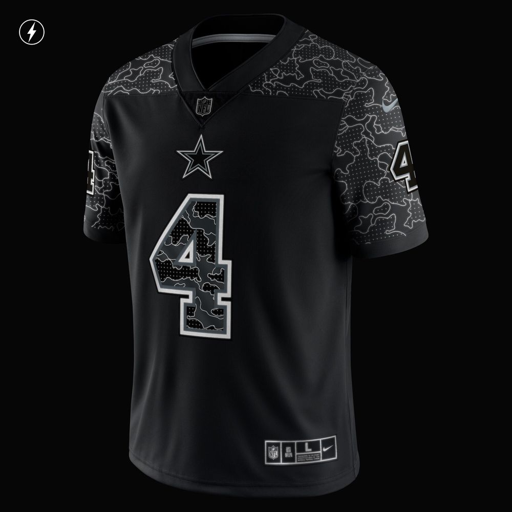 Men's Nike Dak Prescott Black Dallas Cowboys RFLCTV Limited Jersey