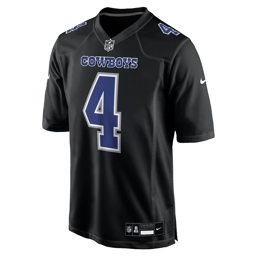 Maillot de jeu tendance Nike Dak Prescott noir carbone pour homme des Cowboys Dallas