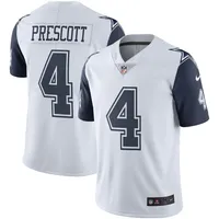 Maillot Nike Dak Prescott Dallas Cowboys pour homme, couleur blanche, Rush Vapor Limited