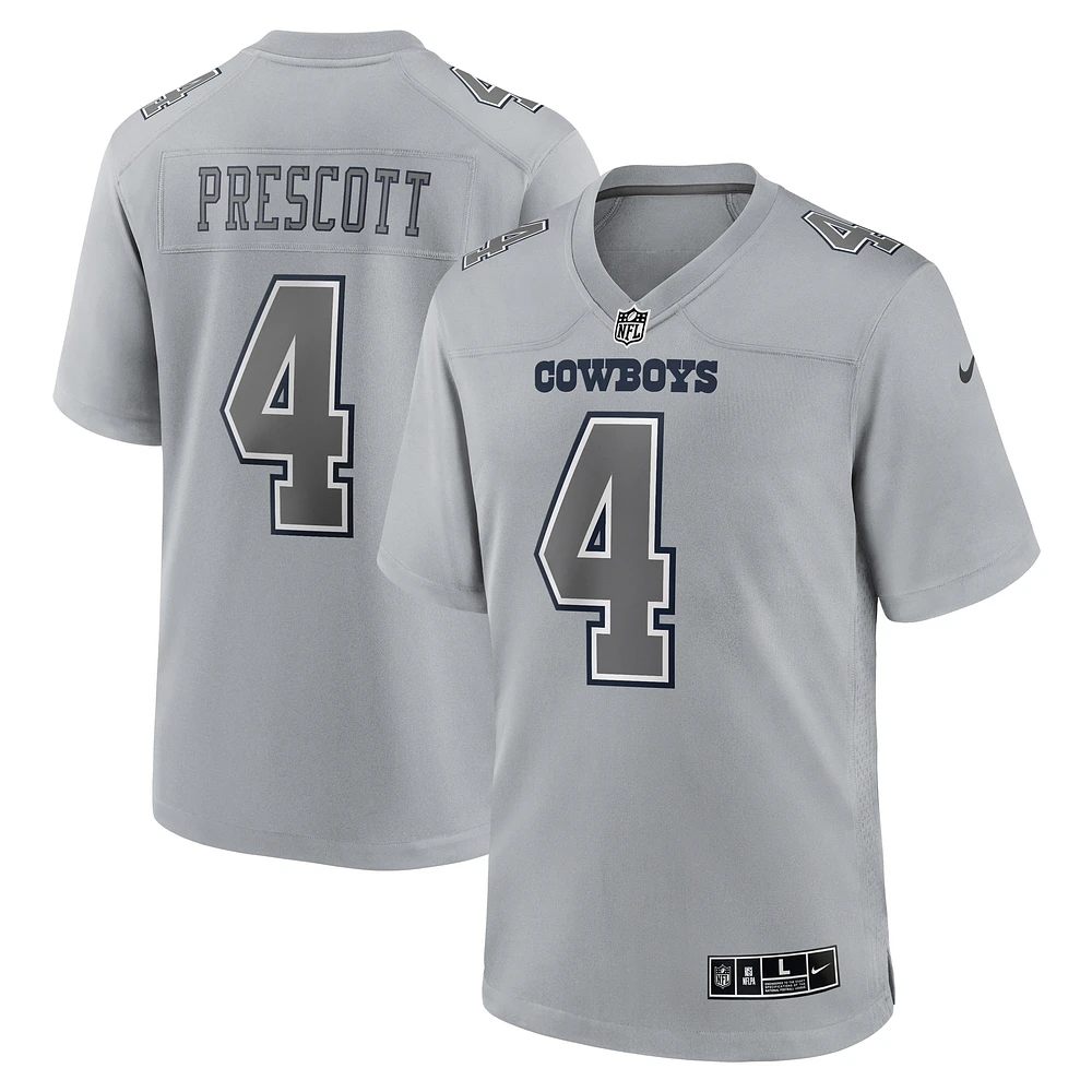 maillot Nike Dak Prescott pour hommes, gris, Dallas Cowboys Atmosphere Fashion Game,