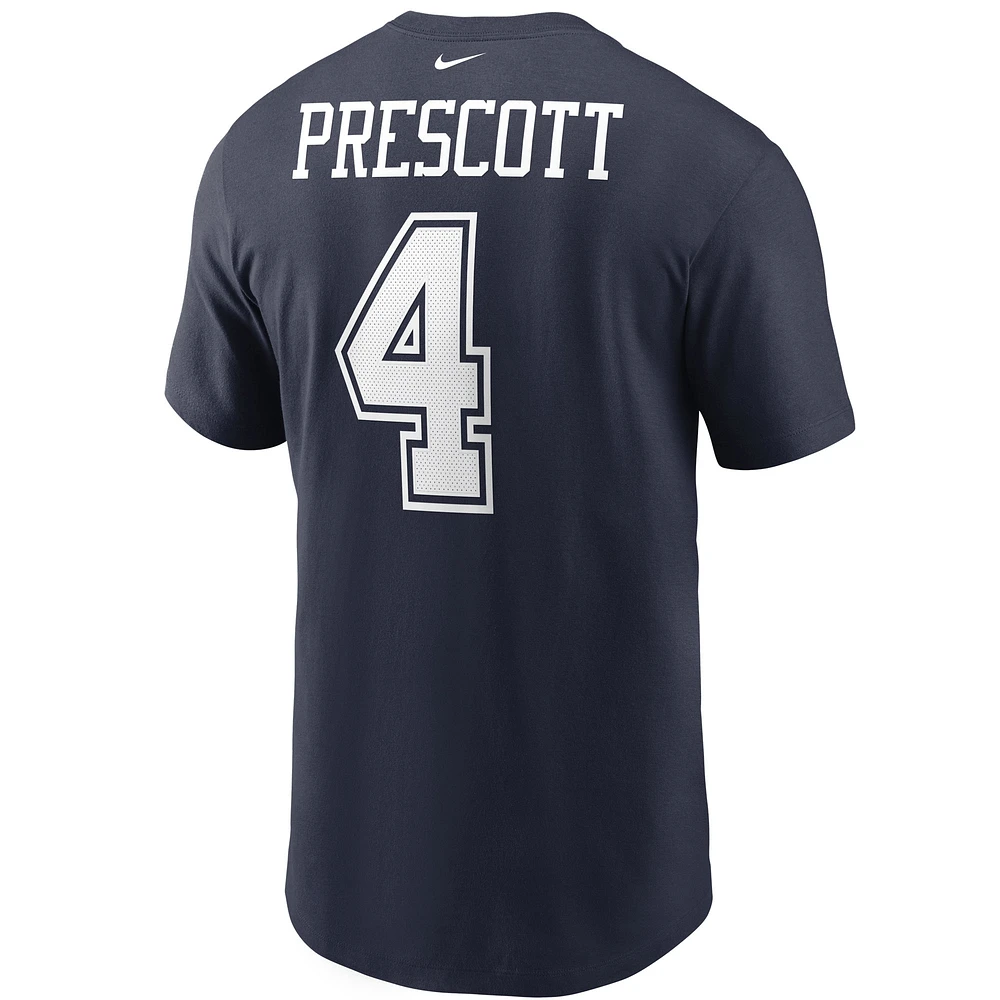 T-shirt avec nom et numéro Nike Dak Prescott pour hommes, bleu marine, Dallas Cowboys