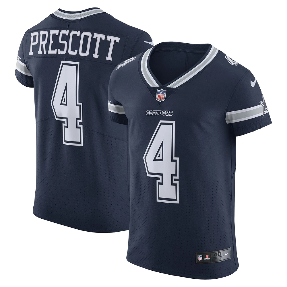 Maillot Nike Dak Prescott bleu marine pour homme des Dallas Cowboys Vapor Elite Player Team