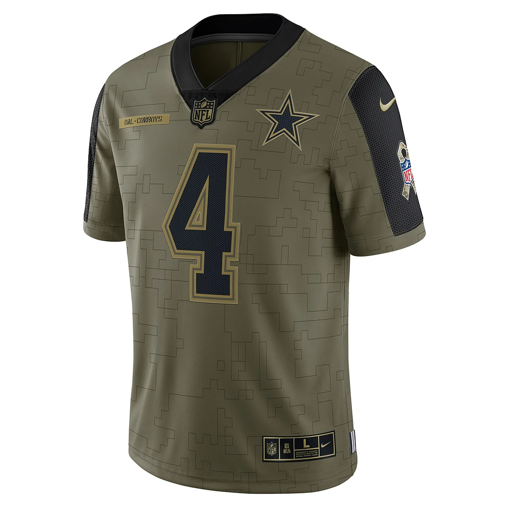 Men's Nike Dak Prescott Olive Dallas Cowboys 2021 Salute To Service - Limited Player Jersey
