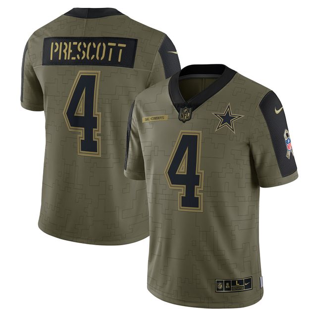 NFL Dallas Cowboys Salute to Service (Dak Prescott) Men's Limited Football  Jersey.