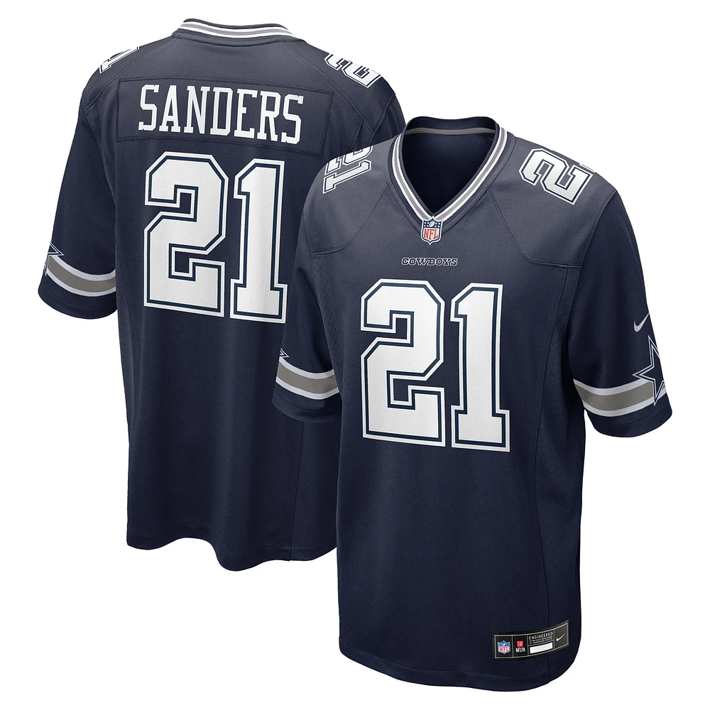 Maillot de jeu Nike Deion Sanders bleu marine pour homme des Cowboys Dallas, joueur retraité l'équipe