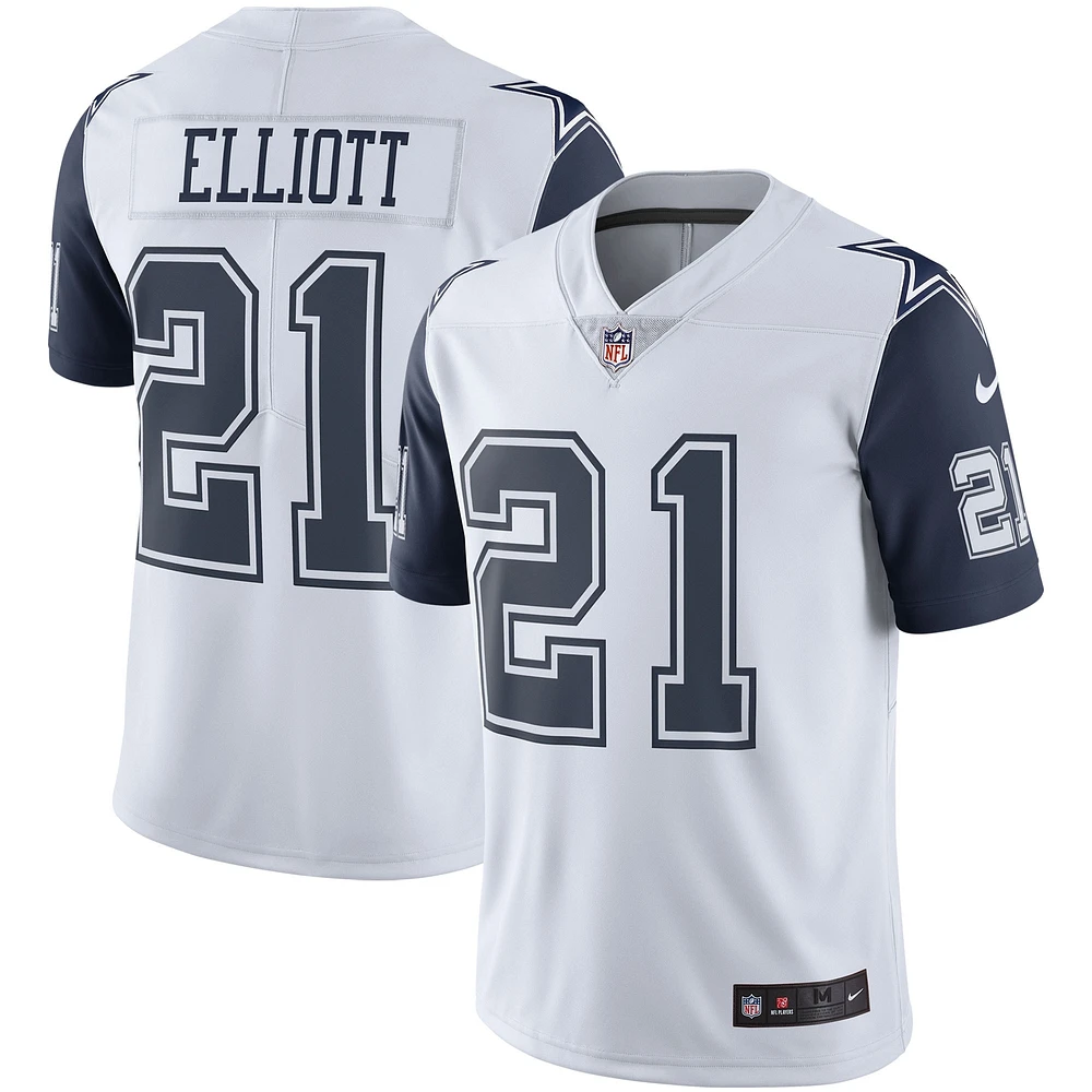 Maillot Nike Ezekiel Elliott Dallas Cowboys pour homme, couleur blanche, Rush Vapor Limited