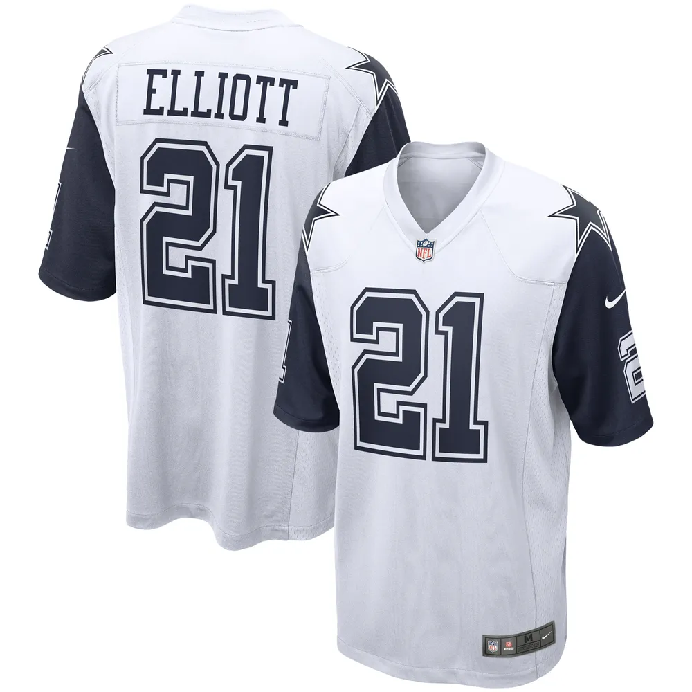 Maillot de match alternatif Nike Ezekiel Elliott pour hommes des Dallas Cowboys, blanc