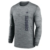 Men's Nike Gray Dallas Cowboys 2024 Sideline Velocity Performance Long Sleeve T-Shirt