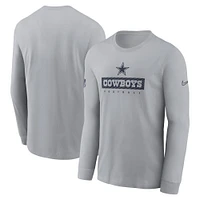 Men's Nike Gray Dallas Cowboys Sideline Performance Long Sleeve T-Shirt