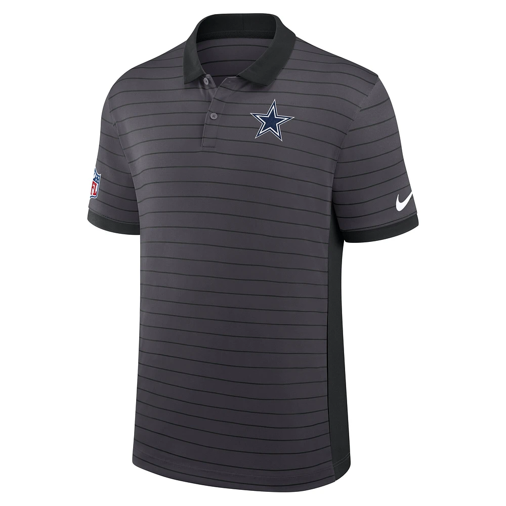 Men's Nike Gray Dallas Cowboys Sideline Victory Stripe Performance Polo