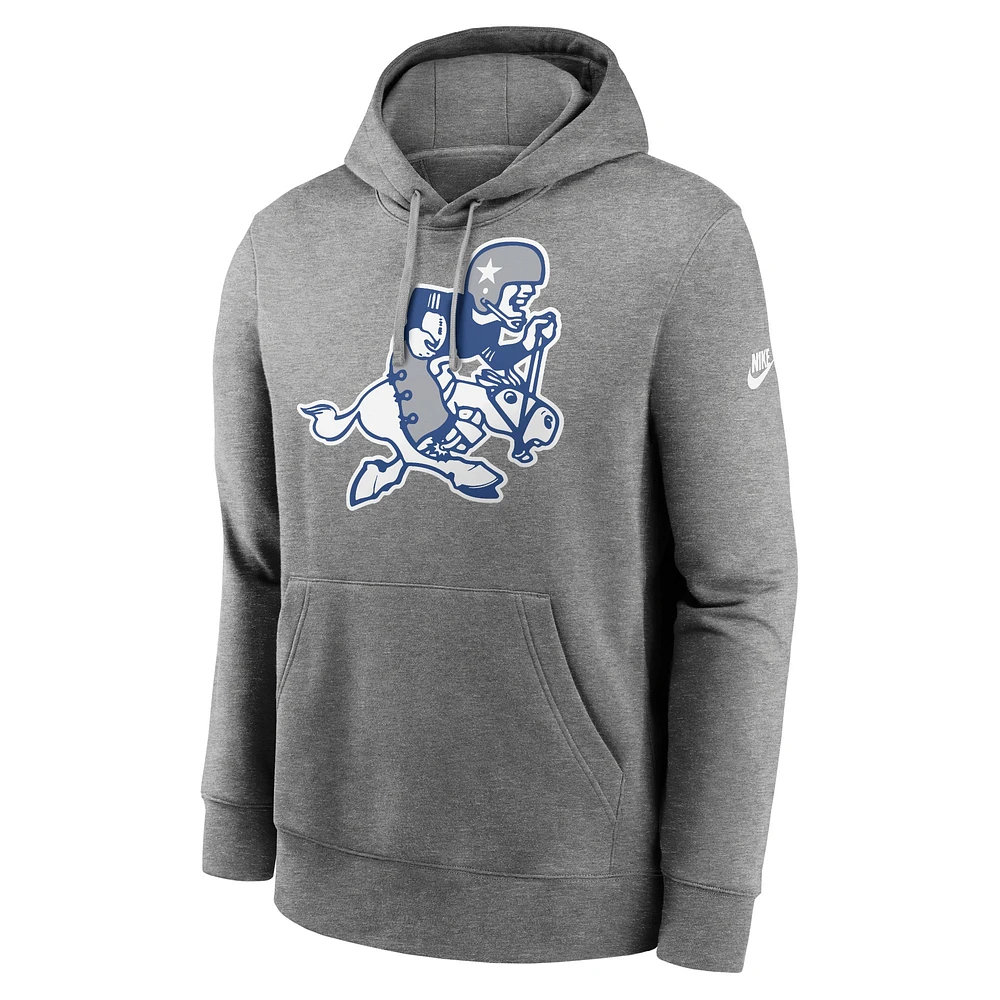 Men's Nike Heather Charcoal Dallas Cowboys Rewind Retro Joe Club Pullover Hoodie