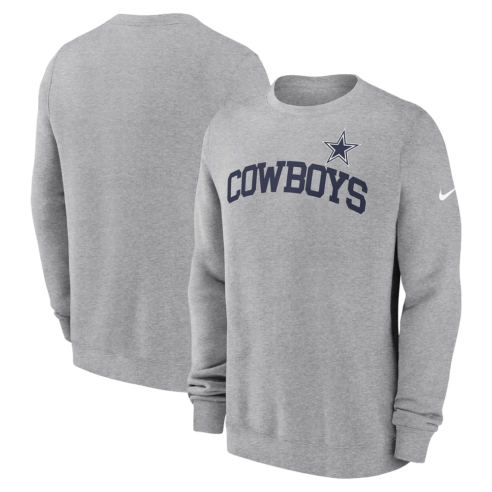 Men's Nike Heather Gray Dallas Cowboys Club Pullover Sweatshirt