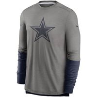 Men's Nike Heathered Gray/Navy Dallas Cowboys Sideline Player Performance Long Sleeve T-Shirt