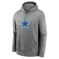 Men's Nike Heathered Gray Dallas Cowboys Rewind Club Fleece Pullover Hoodie