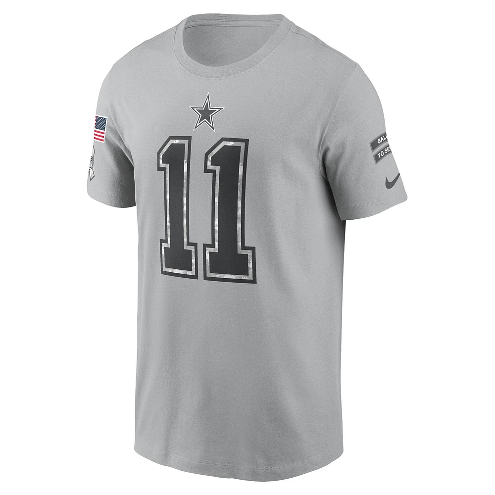 T-shirt Nike pour homme avec nom et numéro Salute To Service 2024 des Cowboys de Dallas Micah Parsons Gris