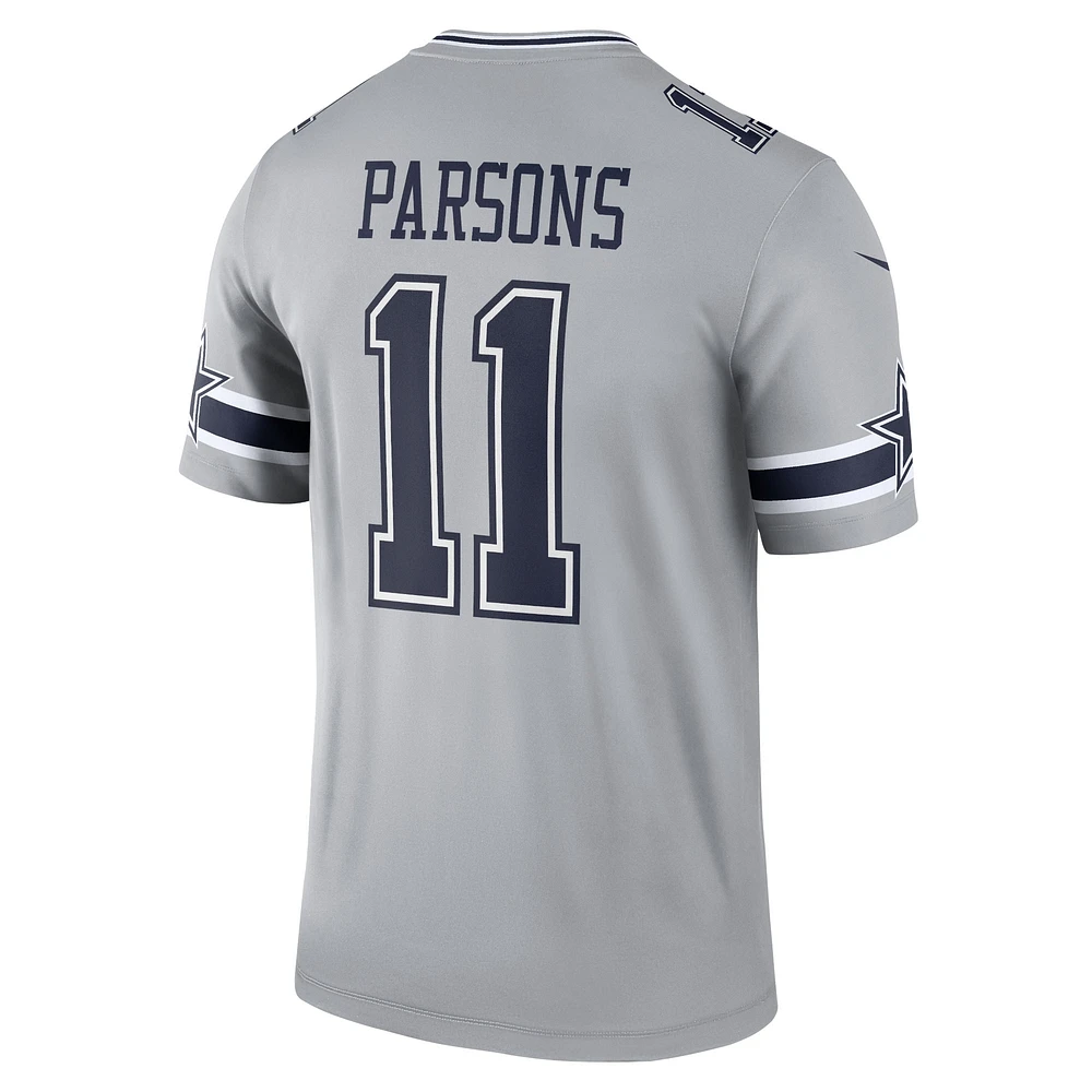 Maillot de joueur Nike Micah Parsons pour homme, gris, Dallas Cowboys, légende inversée