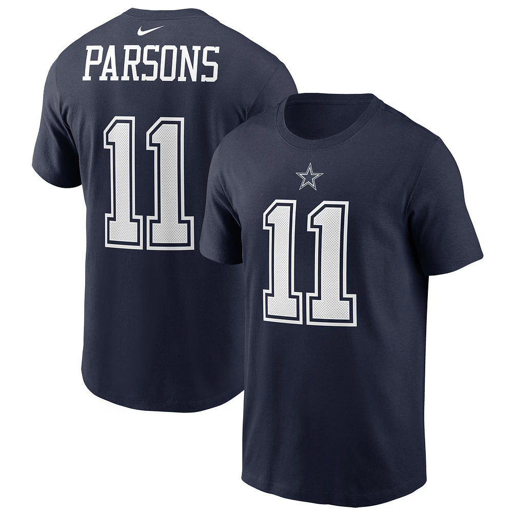 T-shirt avec nom et numéro de joueur Nike Micah Parsons pour hommes, bleu marine, Dallas Cowboys