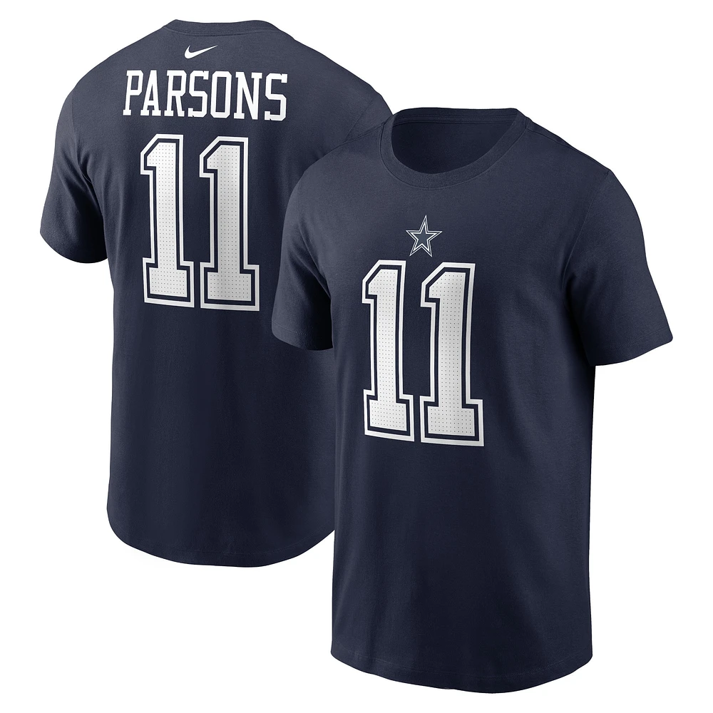 T-shirt avec nom et numéro de joueur Nike Micah Parsons pour hommes, bleu marine, Dallas Cowboys