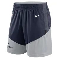 Short de performance Nike pour hommes, bleu marine/gris, Dallas Cowboys Sideline Primary Lockup