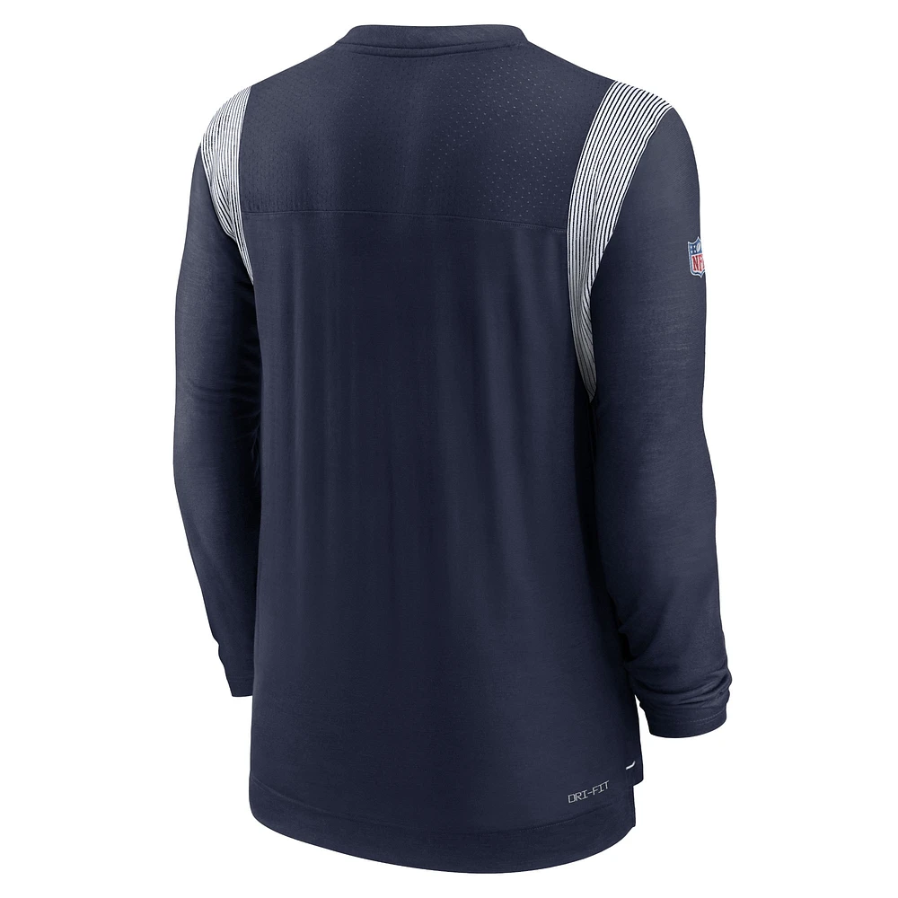 Men's Nike Navy/White Dallas Cowboys Sideline Performance Long Sleeve T-Shirt