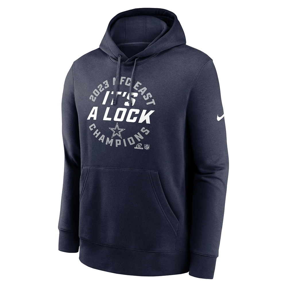 Men's Nike  Navy Dallas Cowboys 2023 NFC East Division Champions Locker Room Trophy Collection Club Pullover Hoodie