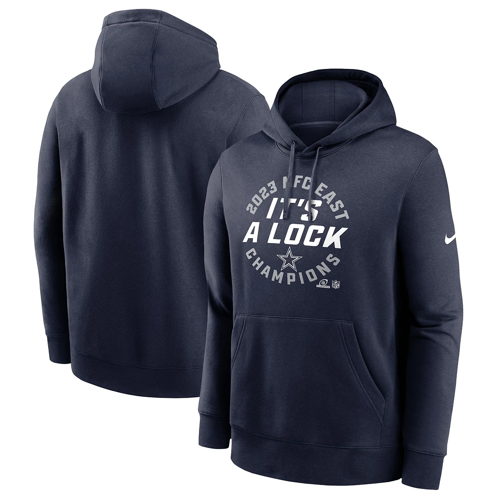 Sweat à capuche Nike pour hommes, bleu marine, Dallas Cowboys 2023 NFC East Division Champions Locker Room Trophy Collection Club