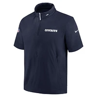 Veste à capuche manches courtes et demi-zip Nike Dallas Cowboys 2024 Sideline Coach pour homme, bleu marine