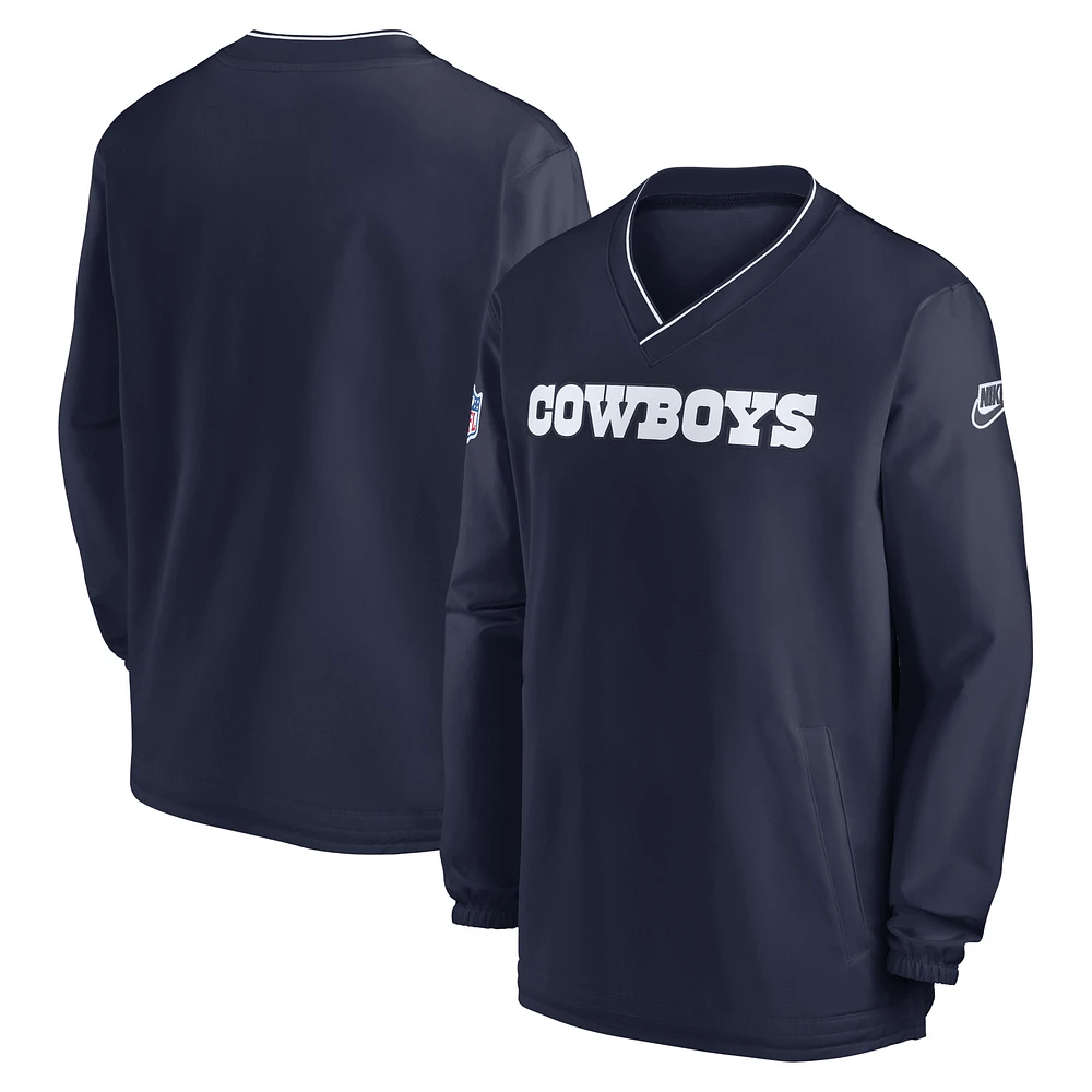 Coupe-vent à manches longues et col en V avec logo rétro Dallas Cowboys 2024 pour homme Nike Navy