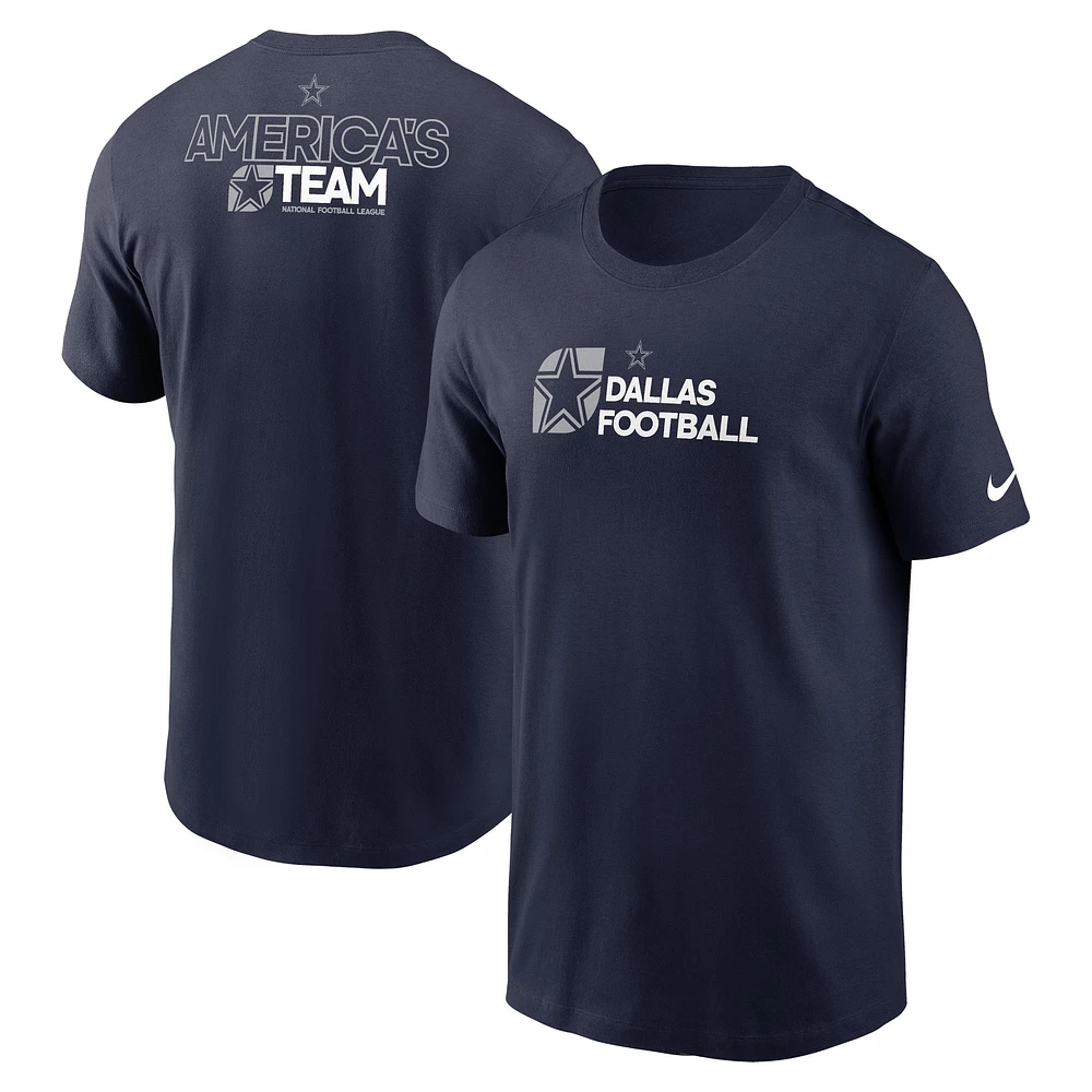 T-shirt essentiel Nike pour hommes, bleu marine, Dallas Cowboys