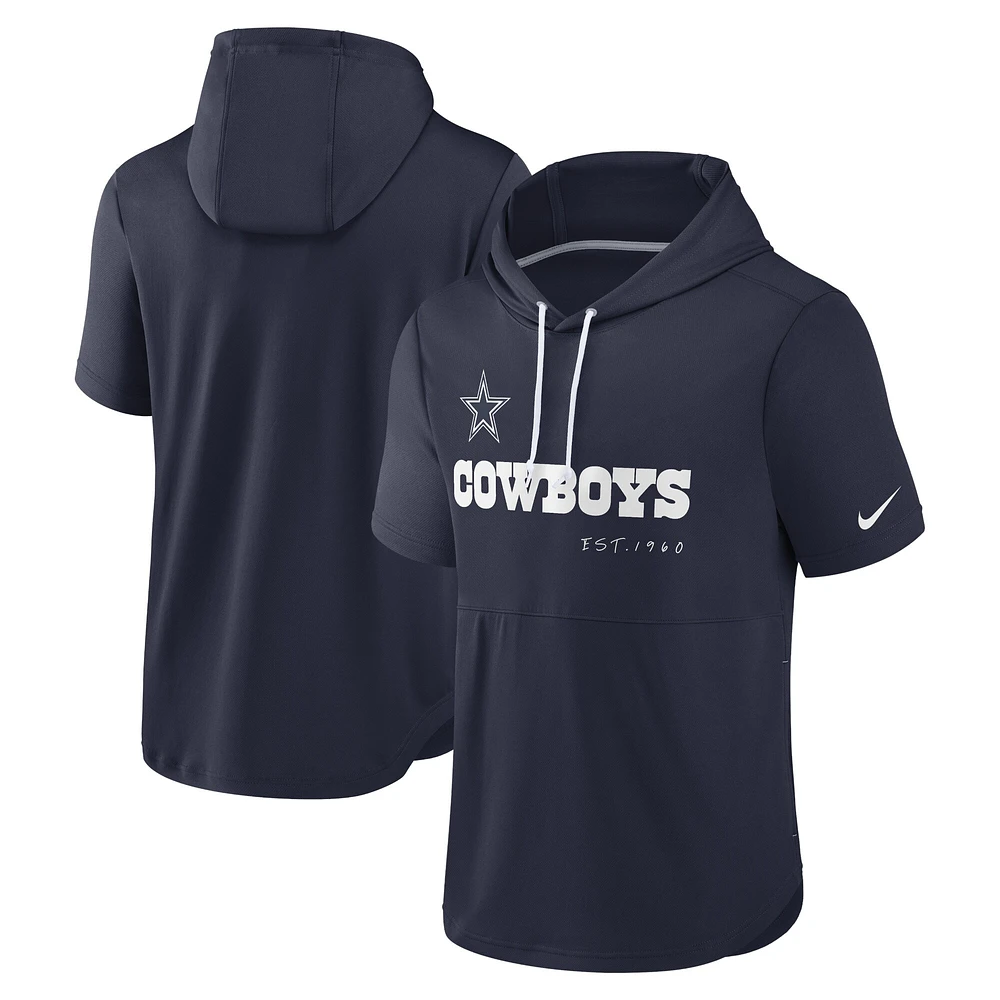 Chandail à capuchon enfiler manches courtes Nike Dallas Cowboys Established pour homme - Bleu marine