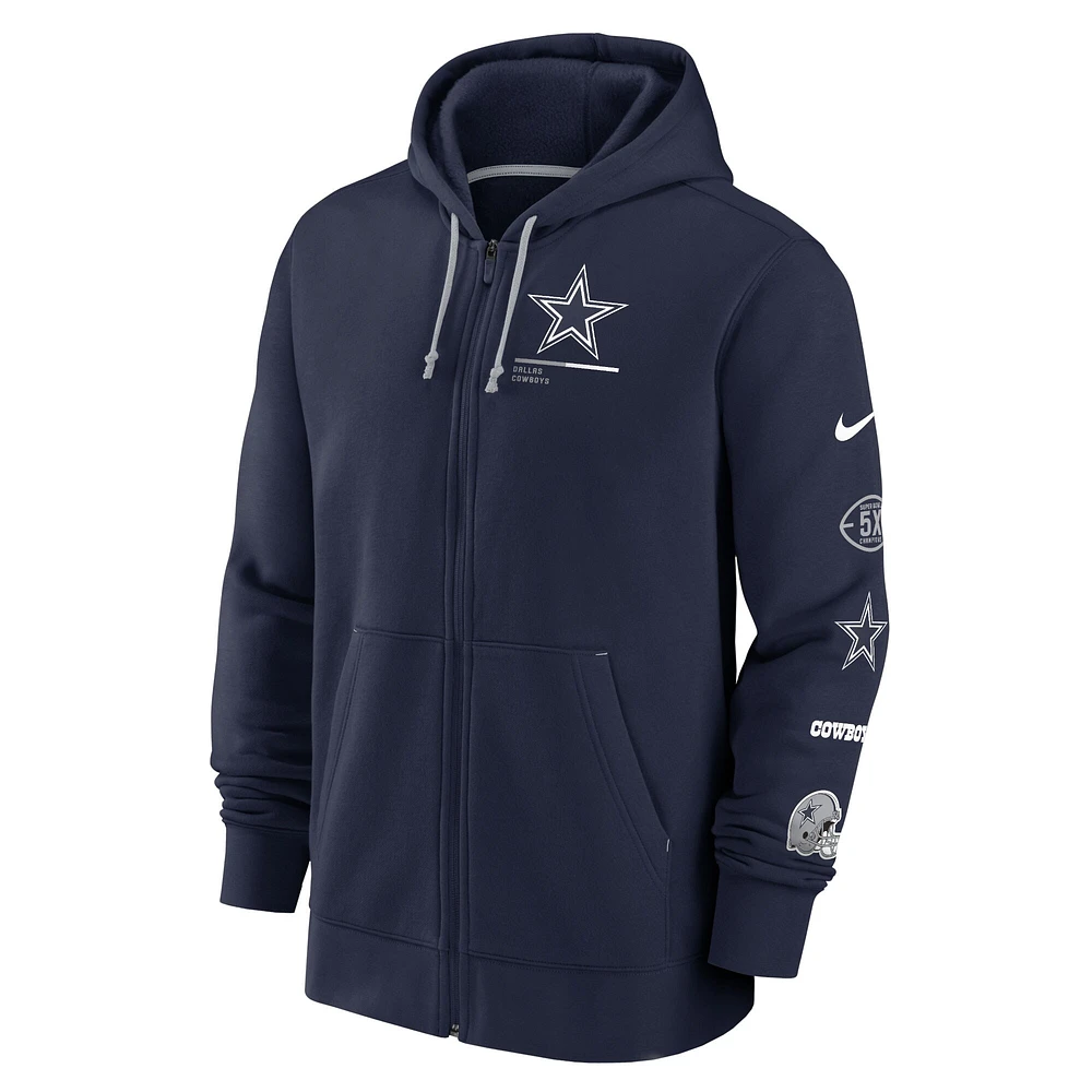 Men's Nike Navy Dallas Cowboys Fan Gear Team - Full-Zip Hoodie