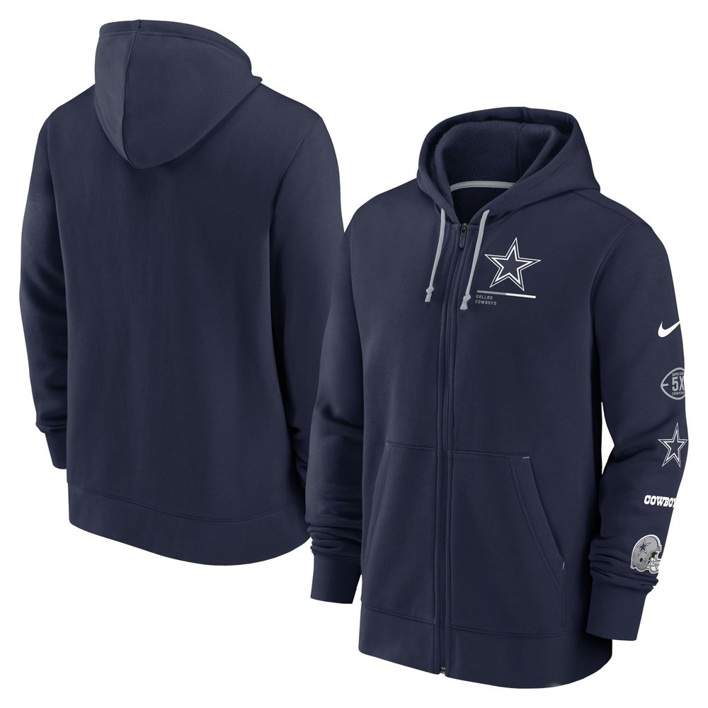 Men's Nike Navy Dallas Cowboys Fan Gear Team - Full-Zip Hoodie