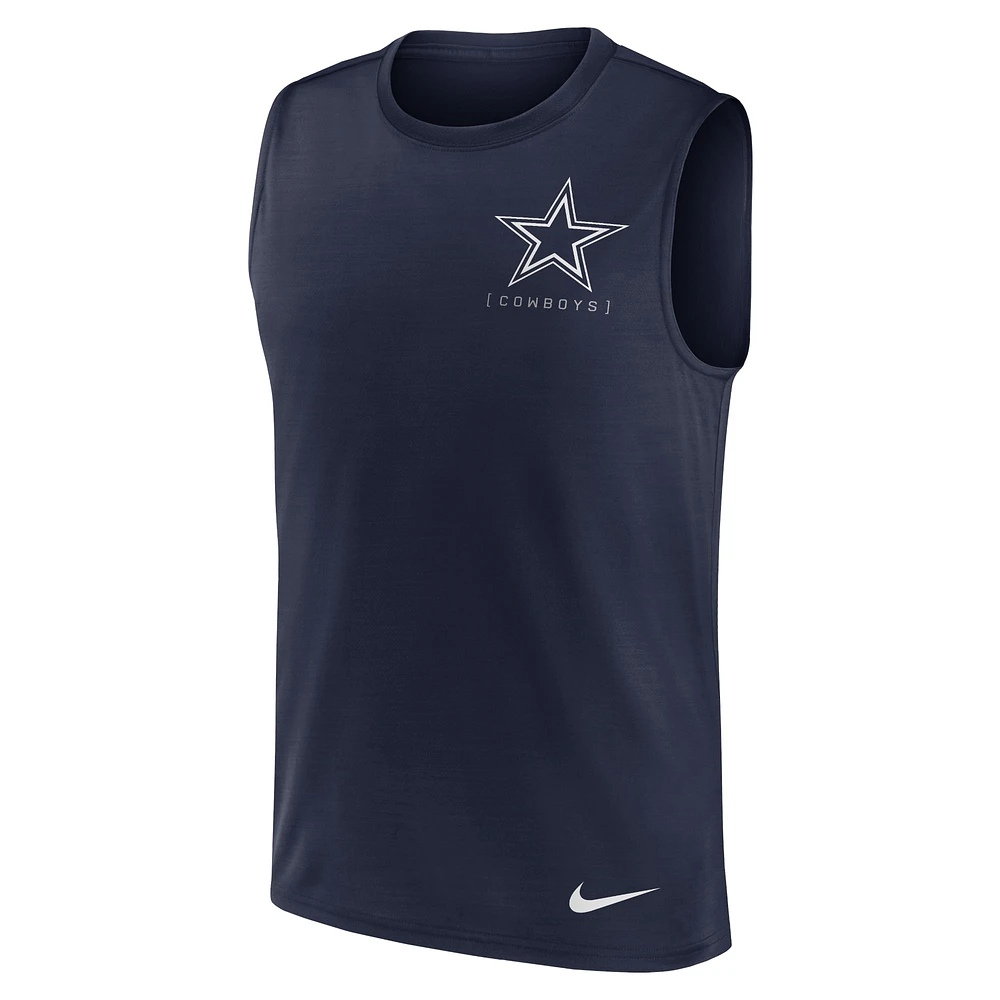 Men's Nike Navy Dallas Cowboys Large Logo Peformance Muscle Tank Top