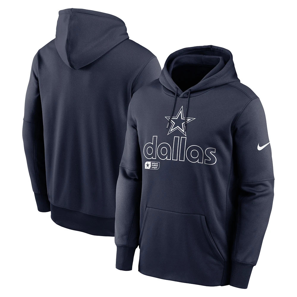 Sweat à capuche Nike pour hommes, bleu marine, Dallas Cowboys Performance