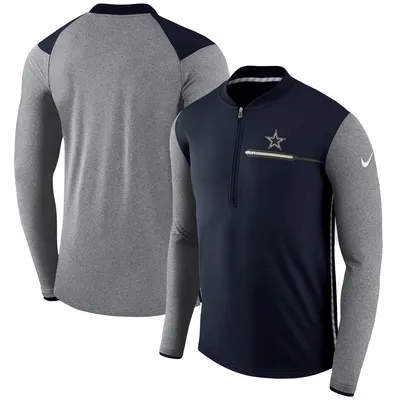 Dallas Cowboys Navy Sweat It Out Raglan Quarter-Zip Jacket